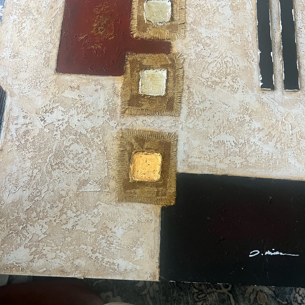 Abstract Canvas Art with Gold and Brown Accents